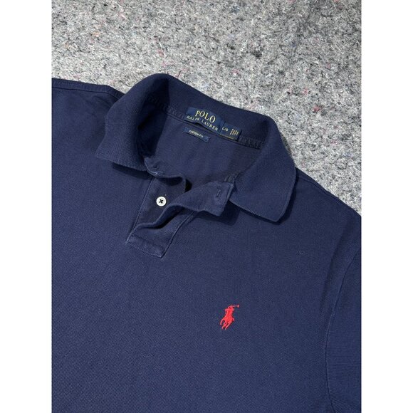Ralph Lauren Polo Shirt Mens L Blue Orange Pony Cotton Casual Preppy Casual - Picture 4 of 5
